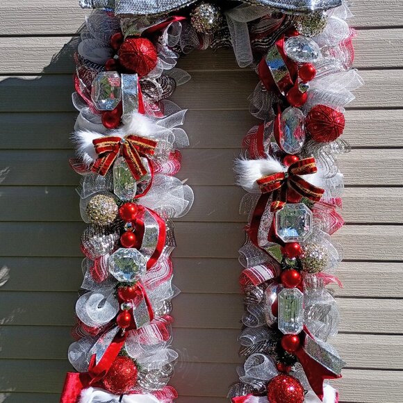 Glam Red & Silver Christmas Garland, Gem Garland, Winter garland, Christmas - Picture 11 of 16
